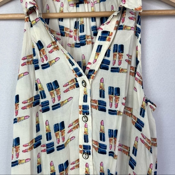 Anthropologie Maeve Tesni Lipstick Swing Button Down Tank Top 2 - Picture 5 of 5